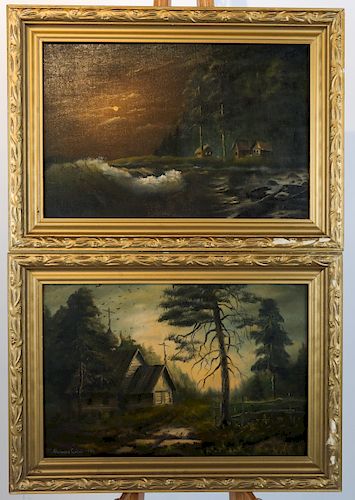 M. BEKUU: Two Landscapes- Oil on Canvas