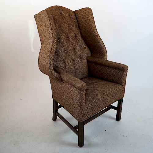 20th C Tufted-Back Wing Chair