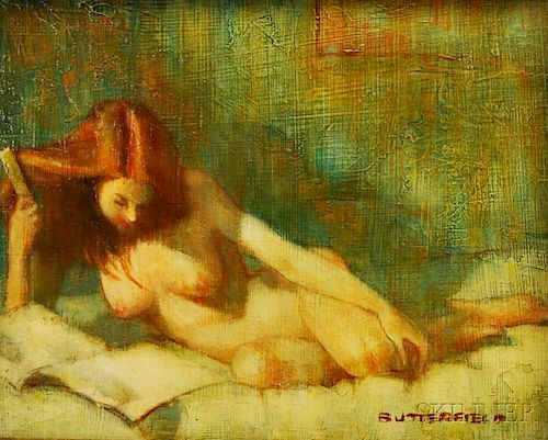 W. Cortland Butterfield (American, 1904-1977)      Nude Reading.