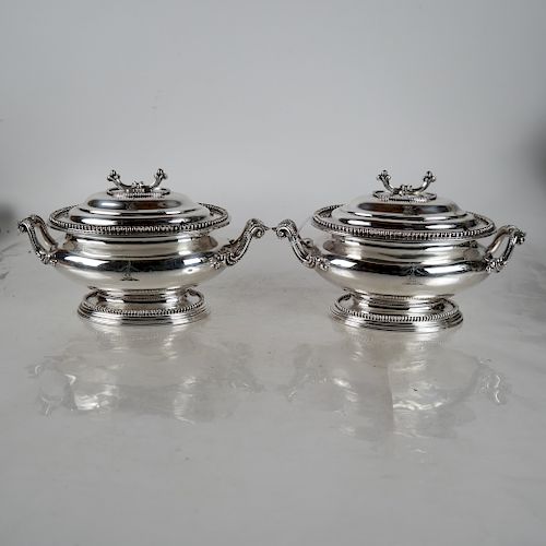 Pair of Silver Plate Covered Serving Dishes