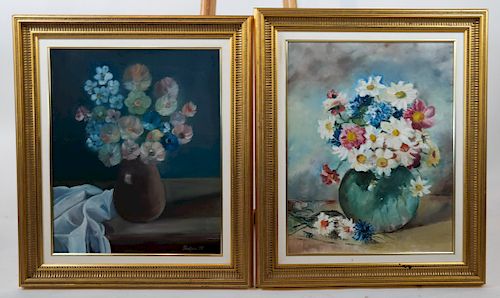 Two 20th C. Floral Still Life Paintings