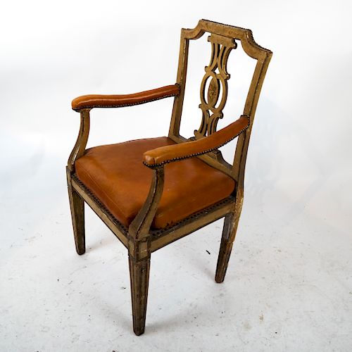 Neoclassical-Style Painted Arm Chair