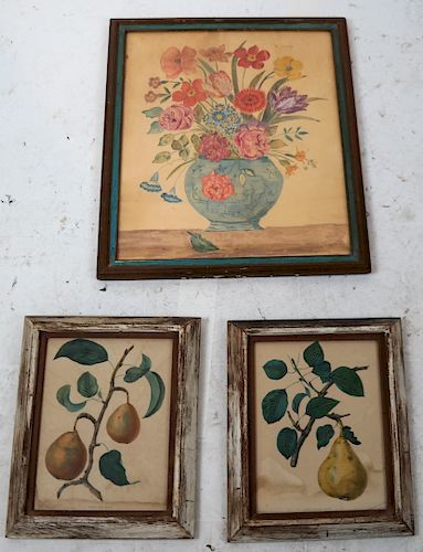 Three Still Lifes - Fruit, Flowers