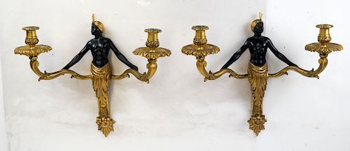 Pair Louis-Philippe-Style Bronze Sconces