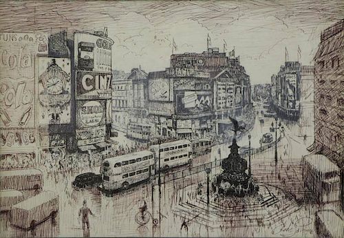 PIERCE. Ink Drawing "Piccadilly Circus".