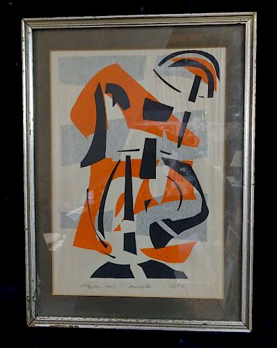 ABSTRACT PRINT IN ORANGE & BLACK (SIGNED) 
