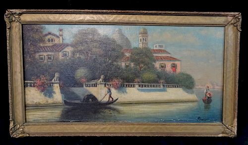 SGN. OIL ON CANVAS "CANAL SCENE" 
