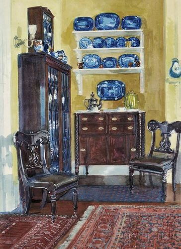 Louis Charles Vogt (American, 1864-1939)    Blue and Gold/A Home Interior