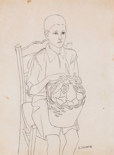 Gino Severini (Cortona 1883-Parigi 1966)  - Boy with fruit basket, 1939