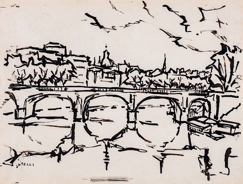 Angelo Savelli (Pizzo 1911-Brescia 1995)  - Tiber bridge