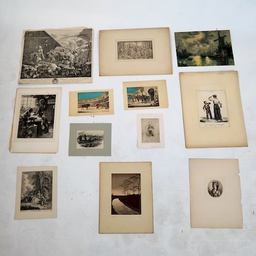 Lot of 12 Prints, Mostly 19th C.