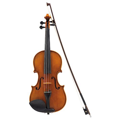 VIOLIN. GERMANY, LATE 20TH CENTURY. Brand FRANZ SADNER. Wooden with fingerboard, ebonized pegs and tailpiece.