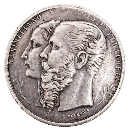 COMMEMORATIVE MEDAL "CHARLOTTE AND MAXIMILLIAN EMPERORS". MEXICO, 19TH CENTURY. Silver foundry. Weight: 14.9 g