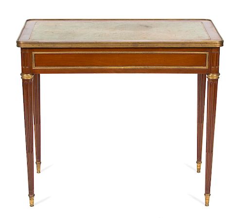 A Louis XVI Ormolu-Mounted Mahogany Table A Ecrire
Height 28 1/2 x width 32 1/2 x depth 17 3/4 inches.