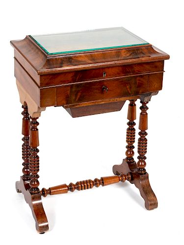 An English Mahogany Sewing Box
Height 27 x width 19 x depth 13 inches.