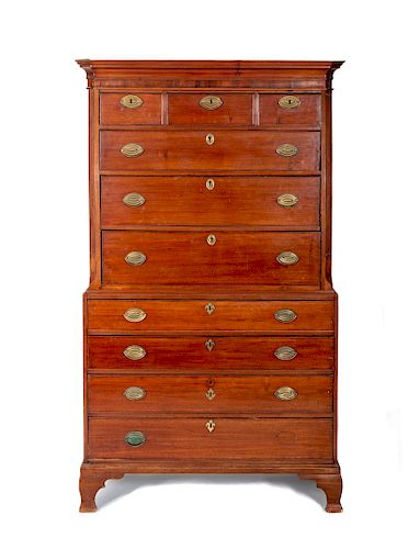 An American Chippendale Chest-on-Chest
Height 79 x width 44 x depth 21 1/2 inches.