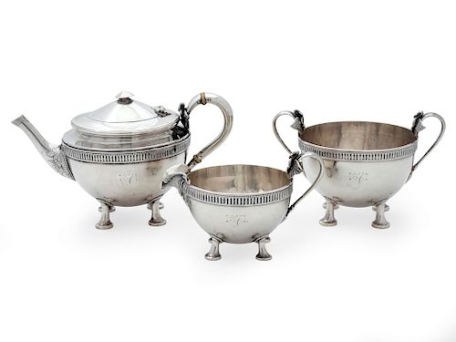 An American Silver Bachelor Suite of Three
Height of teapot 7 inches.