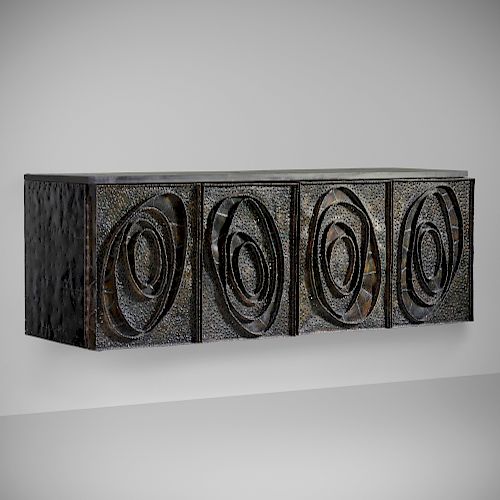 Paul Evans, Rare Sculpture Front wall-mounted cabinet