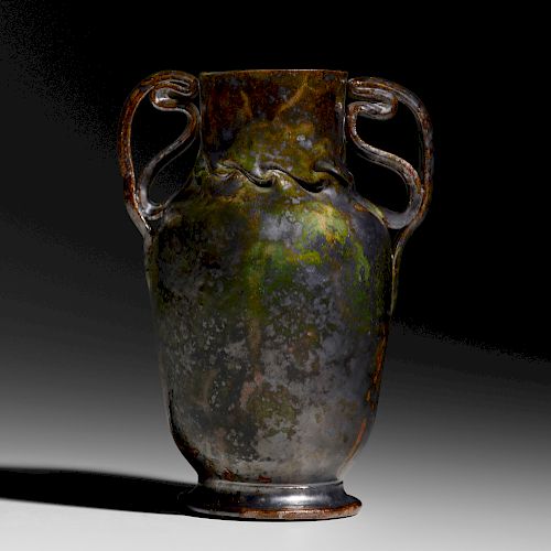 George E. Ohr, Large two-handled vase