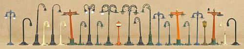 Collection of twenty-three street lamps, mostly L