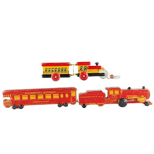 Two railroad pull toys