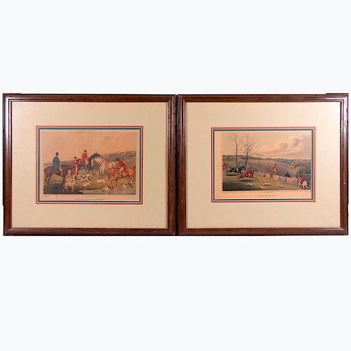 A pair of Hunting prints signed by English caricaturist Henry Alken (1785-1851) and dated 1820.