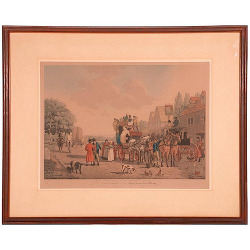 A 19th century English print titled "The Last Stage on the Portsmouth Road".