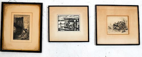 Three Works: Etching, Wood Cut, Lithograph