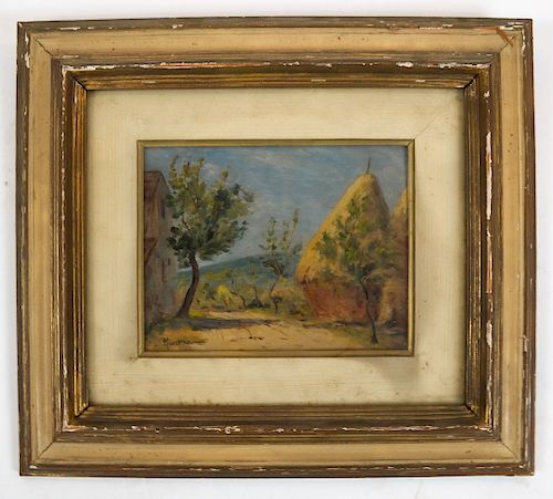 Country Road, Illegibly Signed Painting