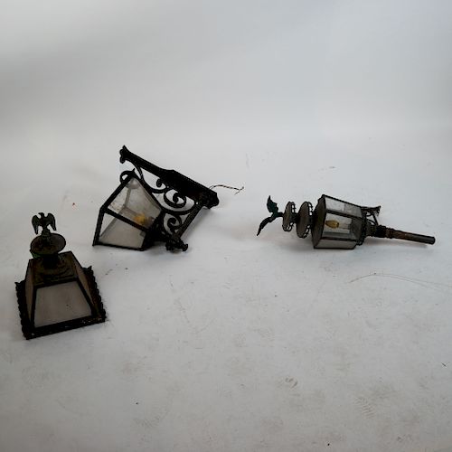 Antique Iron Lantern and Coach Light (2 Items)