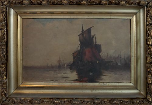Tall Ships - Oil on Canvas, Signature Not Found
