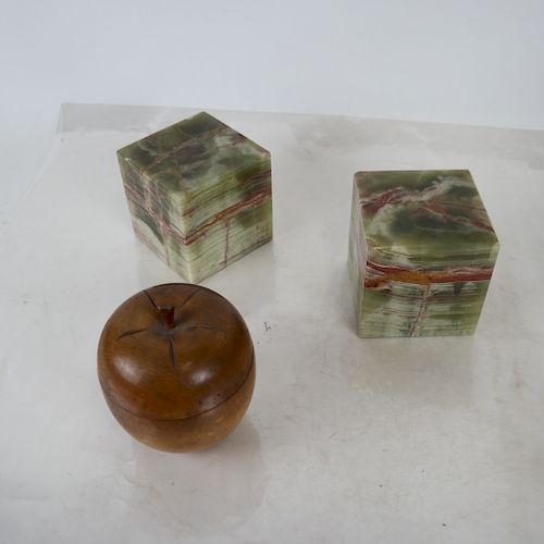Onyz Bookends and Apple-Form Wood Box