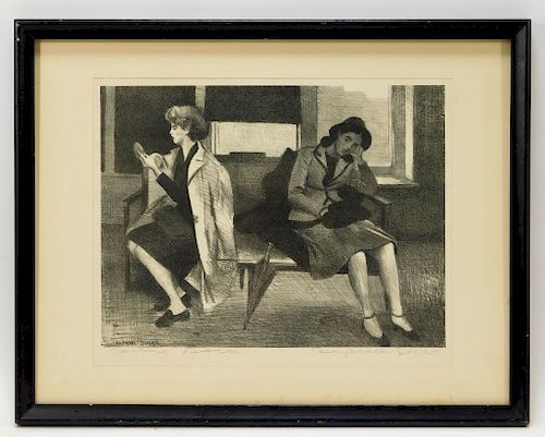 Raphael Soyer Portrait of Two Women Etching