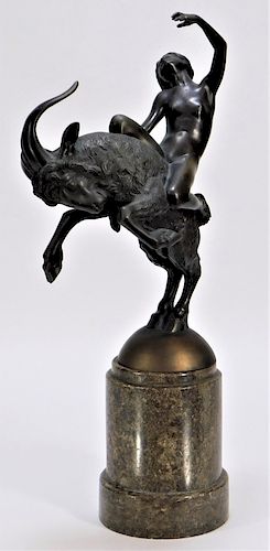 Walter Resch Classical Nude on Ram Bronze Statue