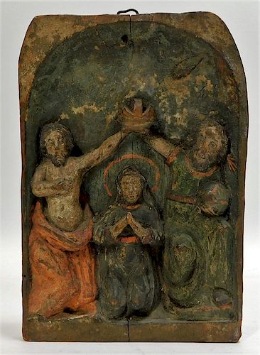 European Carved Wood Religious Icon Statue