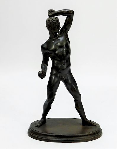 Neoclassical Nude Male Bronze Athelete Sculpture