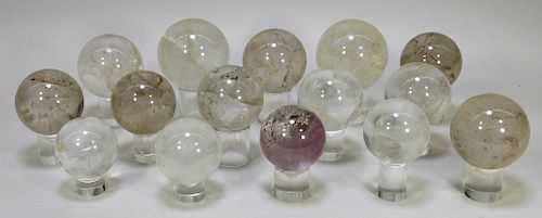 Group of 15 Rock Crystal Polished Spheres