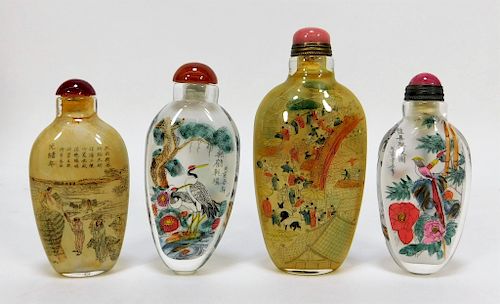 4PC Chinese Painted Snuff Bottles
