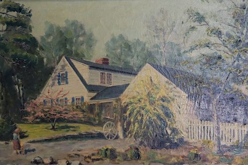 UNSIGNED. Oil On Canvas. House.