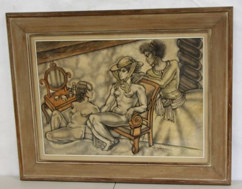 Elsip Denise Millo. Signed Watercolor Nudes.