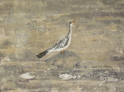 Tadashi Motomura. Signed Oil On Canvas Seagulls.