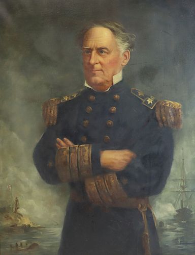 Lamb Signed Oil On Canvas "Admiral Faragut"