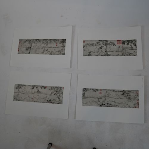 Four Prints of Chinese Scroll Paintings