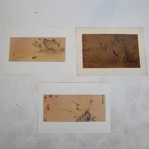 Three Prints of Chinese Scroll Paintings
