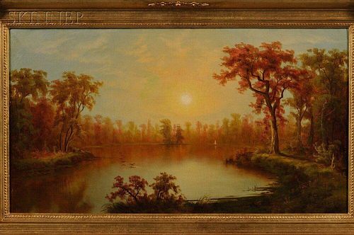 William H. Langworthy (American, 19th Century)      Lake View at Sunset.