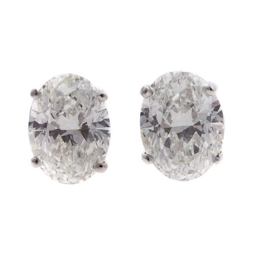 A Pair of Oval 3.37 ctw Diamond Studs by Graff