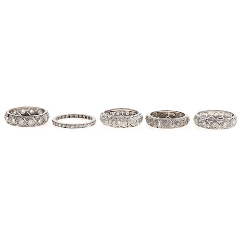 A Collection of 5 Vintage Diamond Eternity Bands