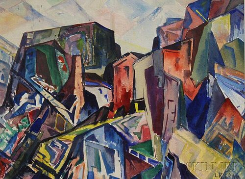 Leighton R. Cram (American, 1895-1981)      Cubist Town View.