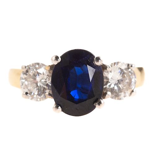 A Ladies Unheated Sapphire & Diamond Ring in 14K