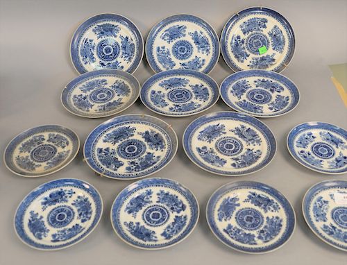Nanking export plates to include thirteen plates of two sizes. dia. 6 1/2 in., and 8 in.